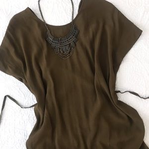 MADEWELL olive green/brown viscose dress size M